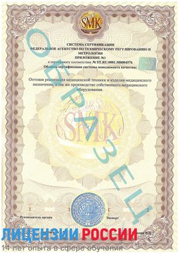 Образец сертификата соответствия (приложение) Мурманск Сертификат ISO 13485